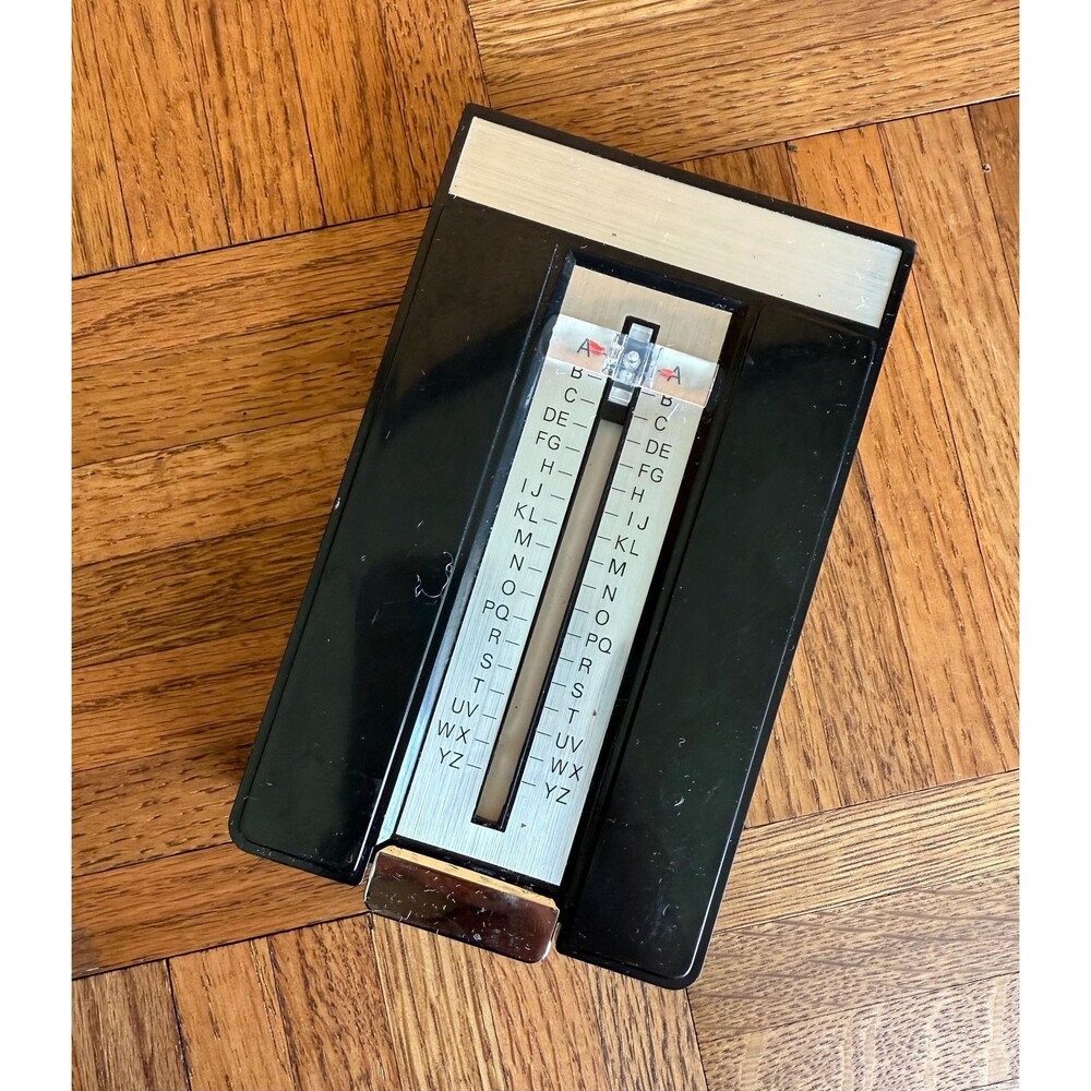 Vintage Mid-Century Mechanical Flip-Open A-Z Address Book | Black & Silver
